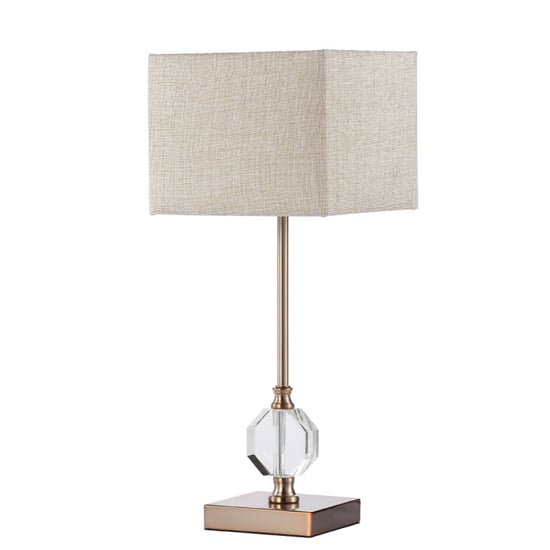 Product photograph of Azusa Cream Linen Shade Crystal Table Lamp With Metal Base from Furniture in Fashion