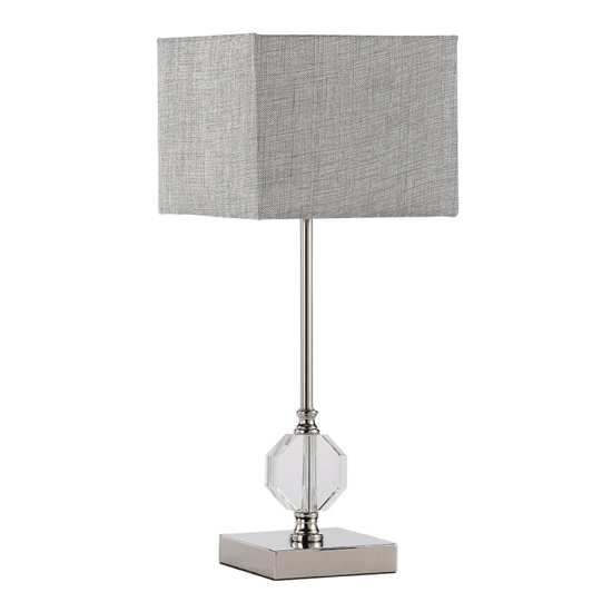 Azusa Grey Linen Shade Crystal Table Lamp with Metal Base thumbnail