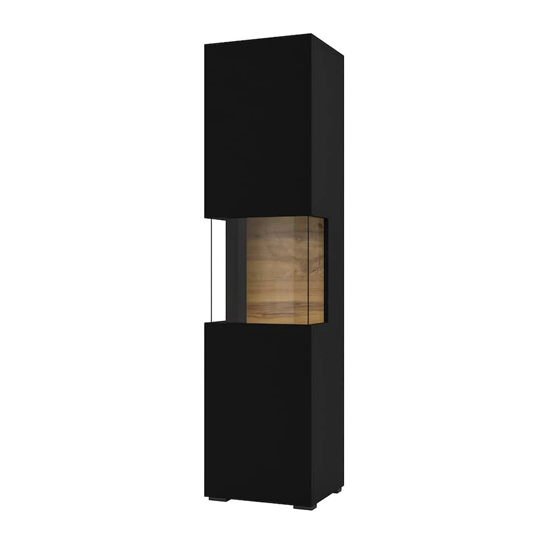 Azusa Wooden Display Cabinet Tall In Matt Black