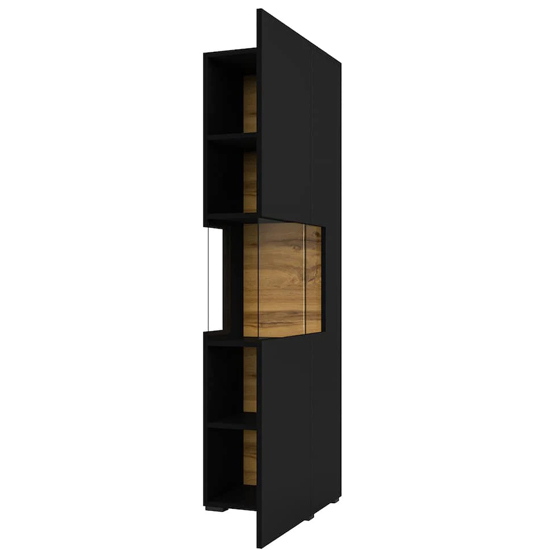 Azusa Wooden Display Cabinet Tall In Matt Black