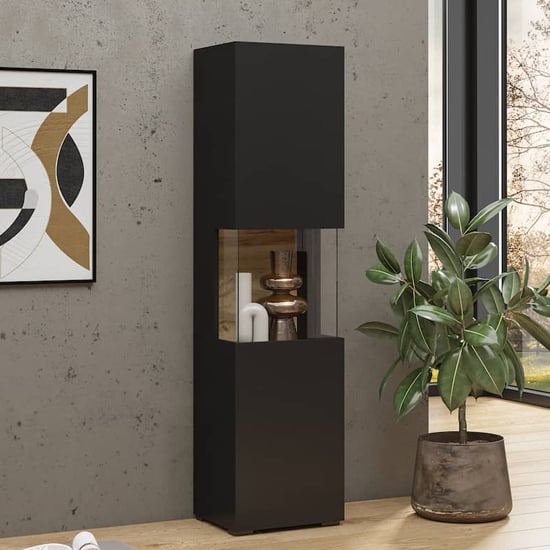 Read more about Azusa wooden display cabinet tall in matt black