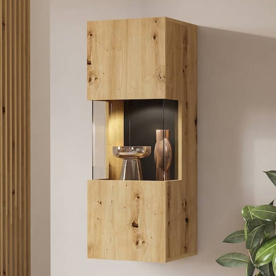 Read more about Azusa wooden display cabinet wall hung in artisan oak