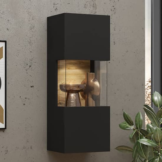 Product photograph of Azusa Wooden Display Cabinet Wall Hung In Matt Black from Furniture in Fashion