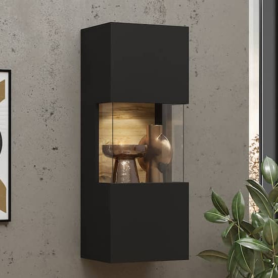 Read more about Azusa wooden display cabinet wall hung in matt black