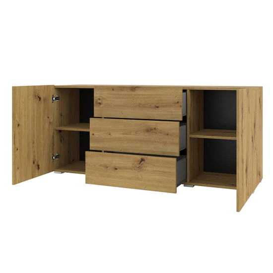 Azusa Wooden Sideboard With 2 Doors 3 Drawers In Artisan Oak