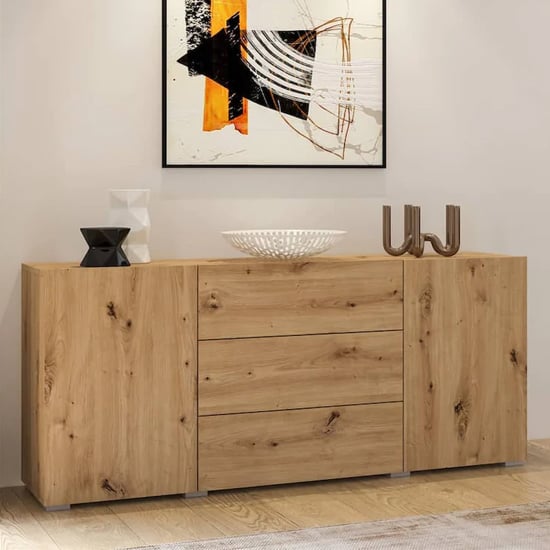Azusa Wooden Sideboard With 2 Doors 3 Drawers In Artisan Oak