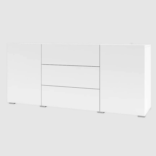 Azusa Wooden Sideboard With 2 Doors 3 Drawers In Matt White
