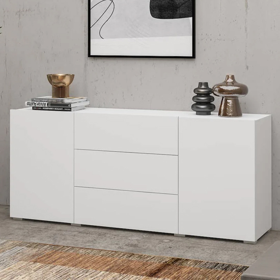 Read more about Azusa wooden sideboard with 2 doors 3 drawers in matt white