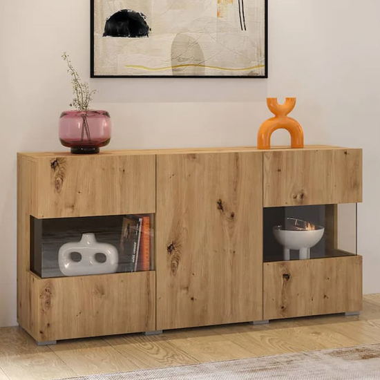 Product photograph of Azusa Wooden Sideboard With 3 Doors In Artisan Oak from Furniture in Fashion