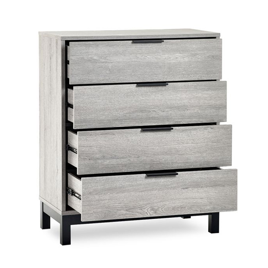 Baara Wooden Chest Of 4 Drawers In Grey Oak