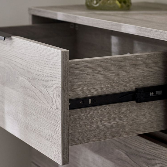 Baara Wooden Chest Of 6 Drawers Wide In Grey Oak