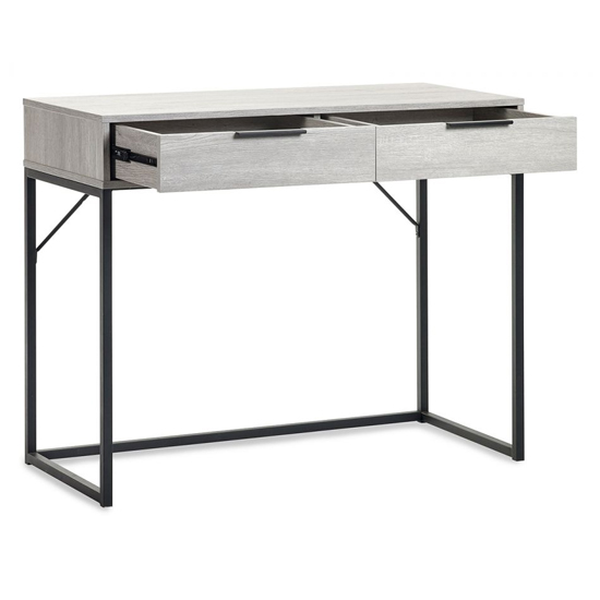 Baara Wooden Dressing Table With 2 Drawers In Grey Oak