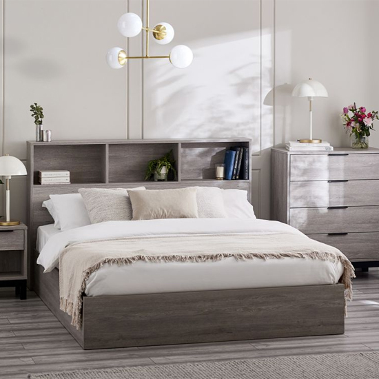 Read more about Baara wooden ottoman storage king size bed in grey oak