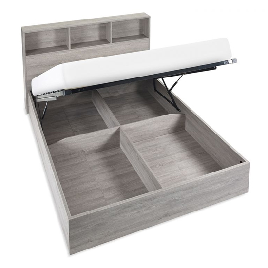 Baara Wooden Ottoman Storage Single Bed In Grey Oak