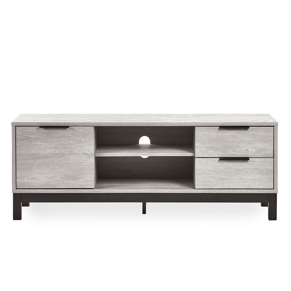 Baara Wooden TV Stand With 1 Door 2 Drawers In Grey Oak