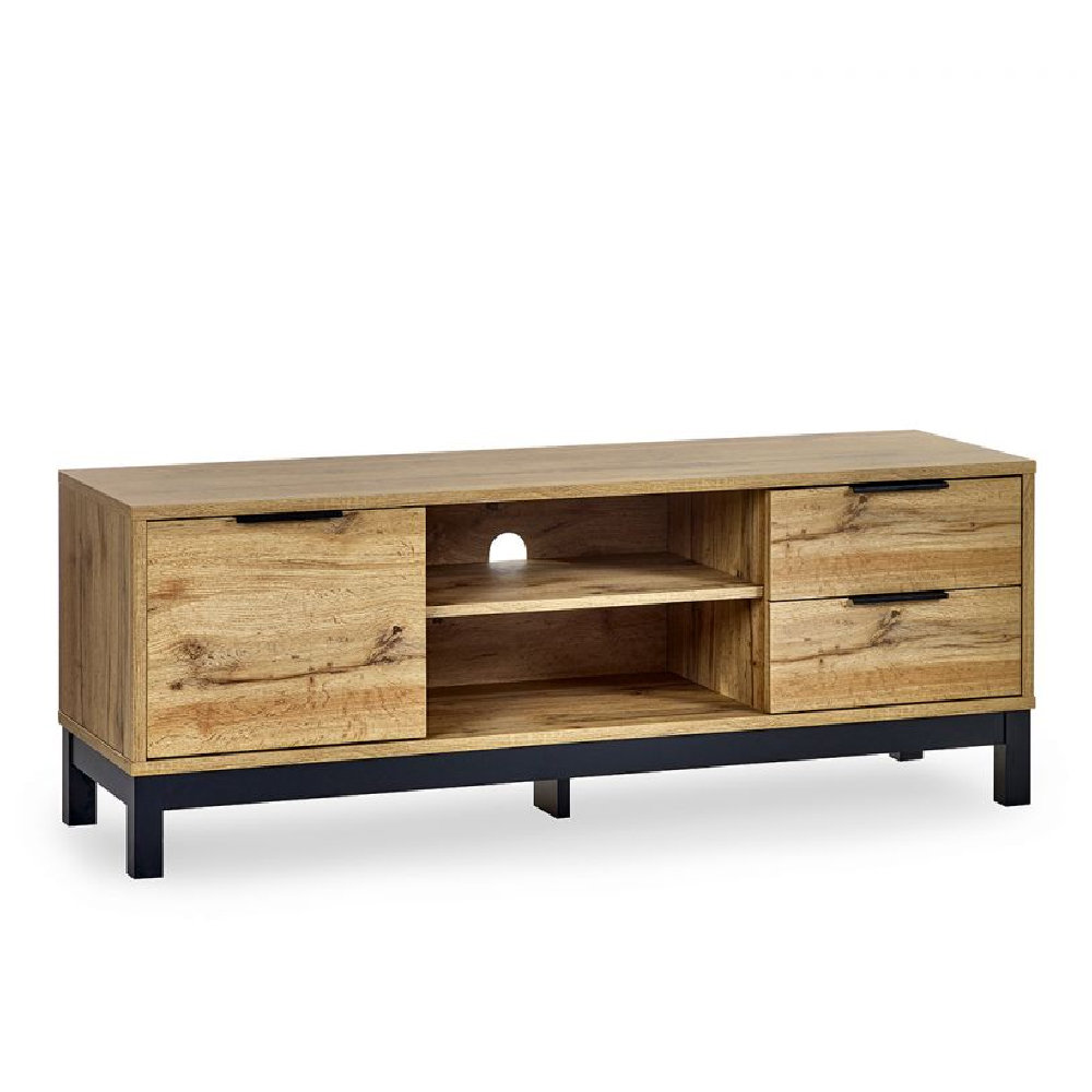 Baara Wooden TV Stand With 1 Door 2 Drawers In Light Oak