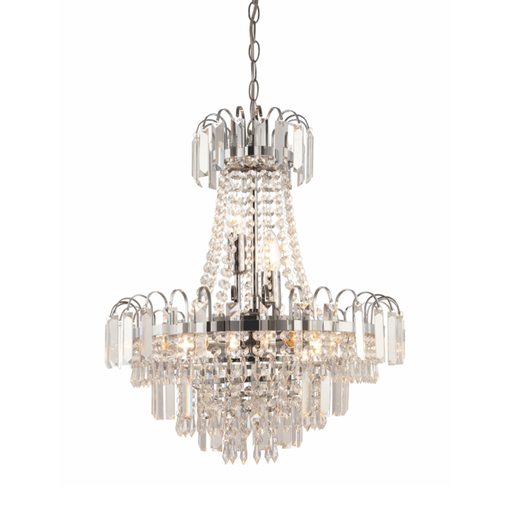Babylon 6 Lights Clear Glass Pendant Ceiling Light In Chrome
