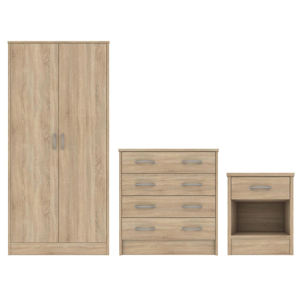 Babylon Wooden Bedroom Set With 2 Doors Wardrobe In Oak
