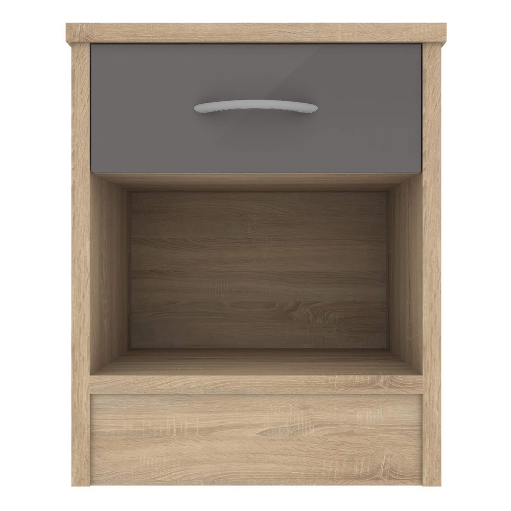 Babylon Wooden Bedroom Set 2 Grey Gloss Doors Wardrobe In Oak