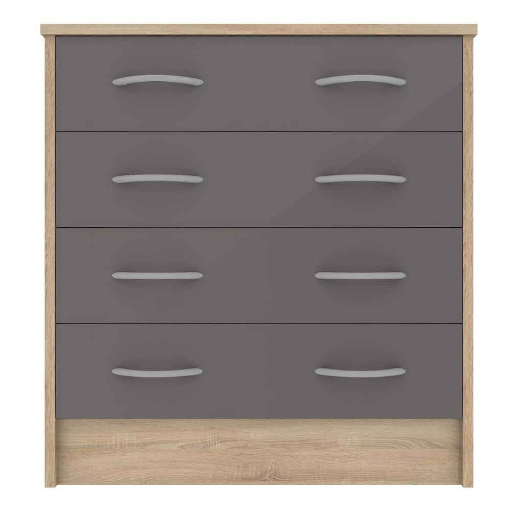 Babylon Wooden Bedroom Set 2 Grey Gloss Doors Wardrobe In Oak