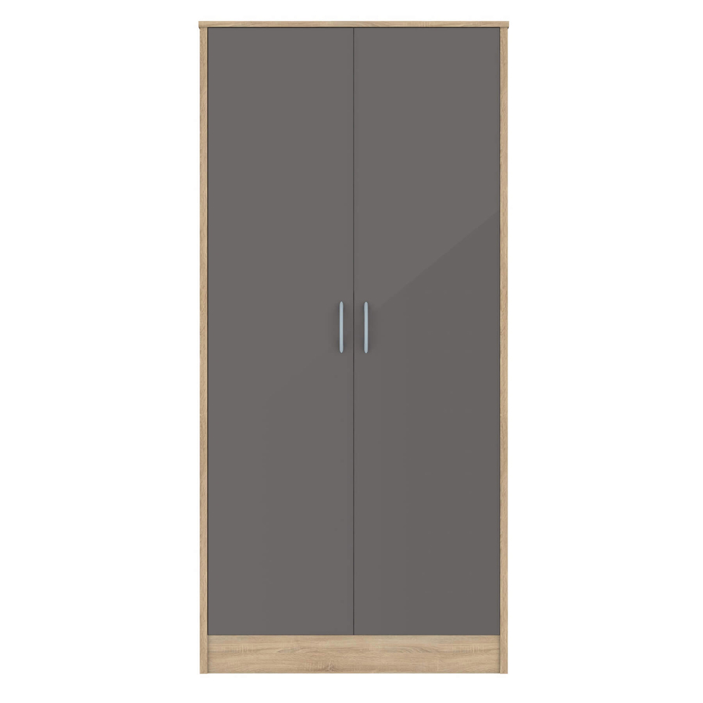 Babylon Wooden Bedroom Set 2 Grey Gloss Doors Wardrobe In Oak