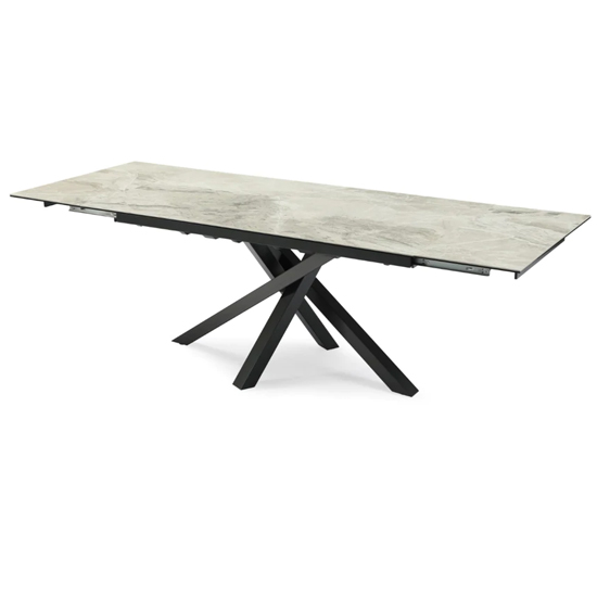 Bacau Extending 240cm Gloss Ceramic Dining Table In Light Grey