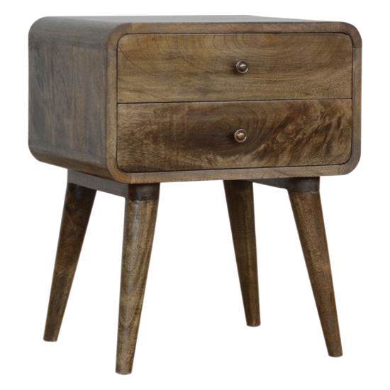 Read more about Bacon wooden curved bedside cabinet in grey washed with 2 drawer