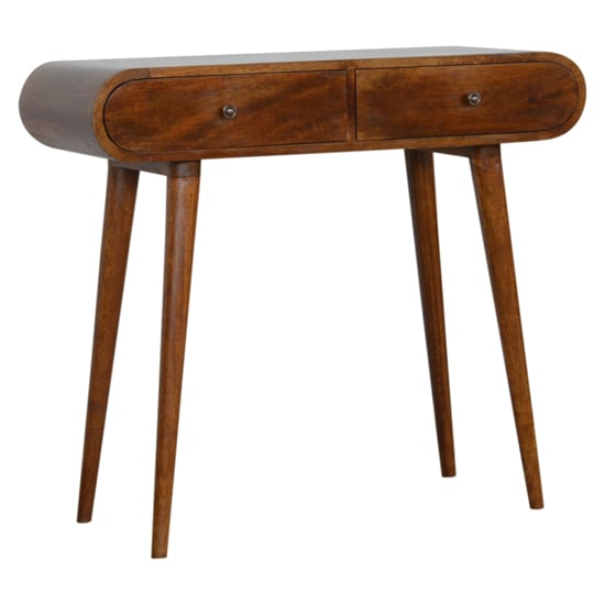 Read more about Vary wooden circular console table in chestnut with 2 drawer