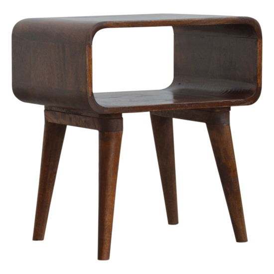 Read more about Bacon wooden curved open bedside cabinet in chestnut