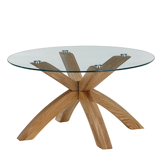 Bacoor Round Glass Coffee Table With Oak Wooden Legs_3