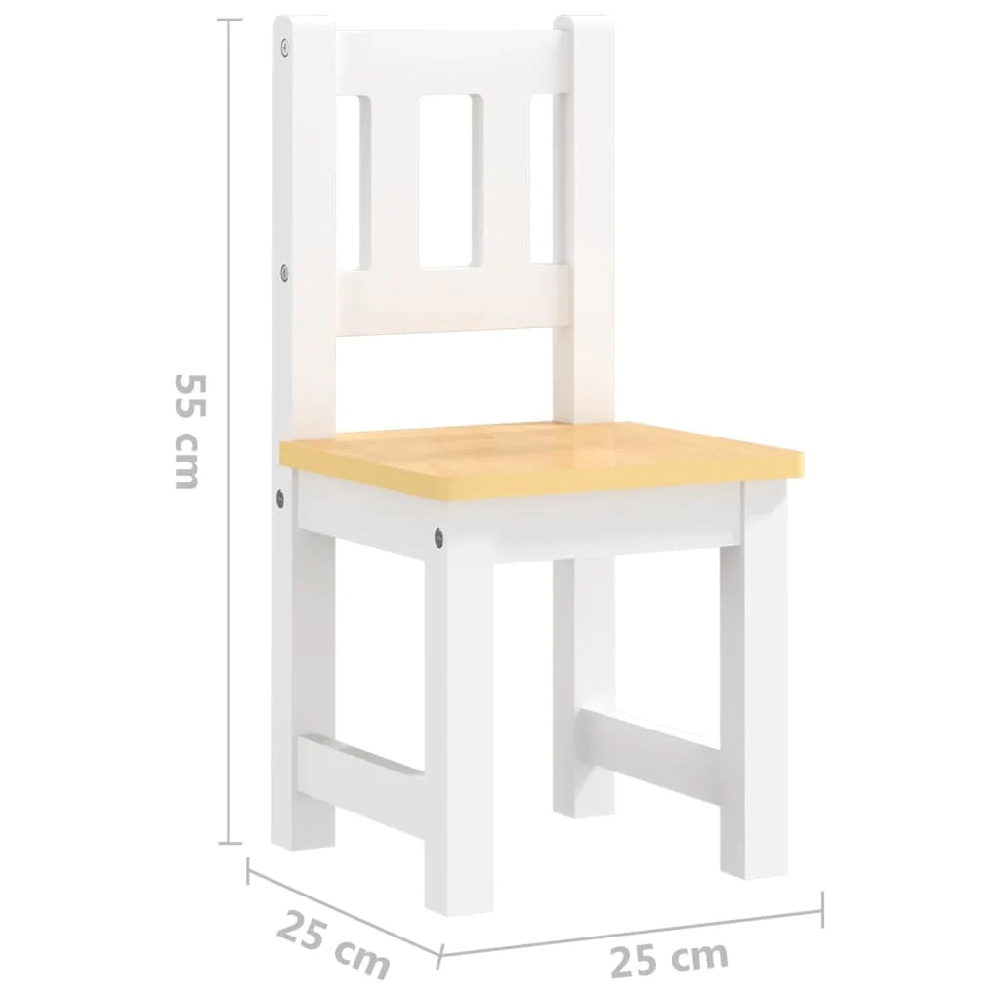 Bagdad Wooden Children Table With 2 Chairs 1 Bench In White Beige