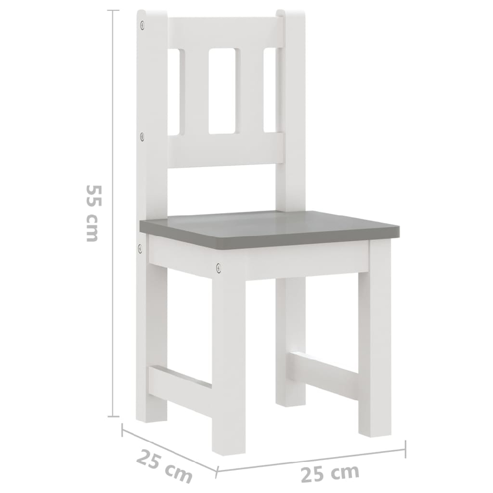 Bagdad Wooden Children Table With 2 Chairs 1 Bench In White Grey