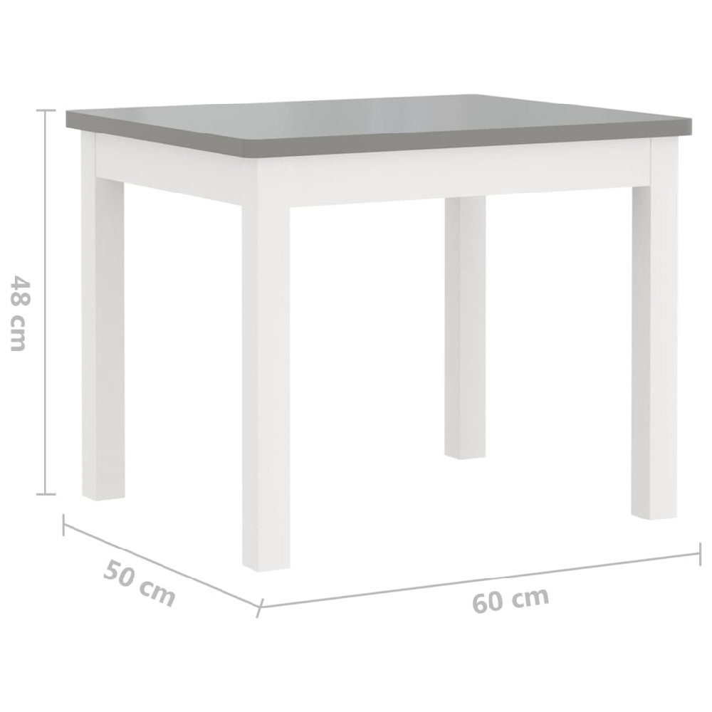 Bagdad Wooden Children Table With 2 Chairs 1 Bench In White Grey