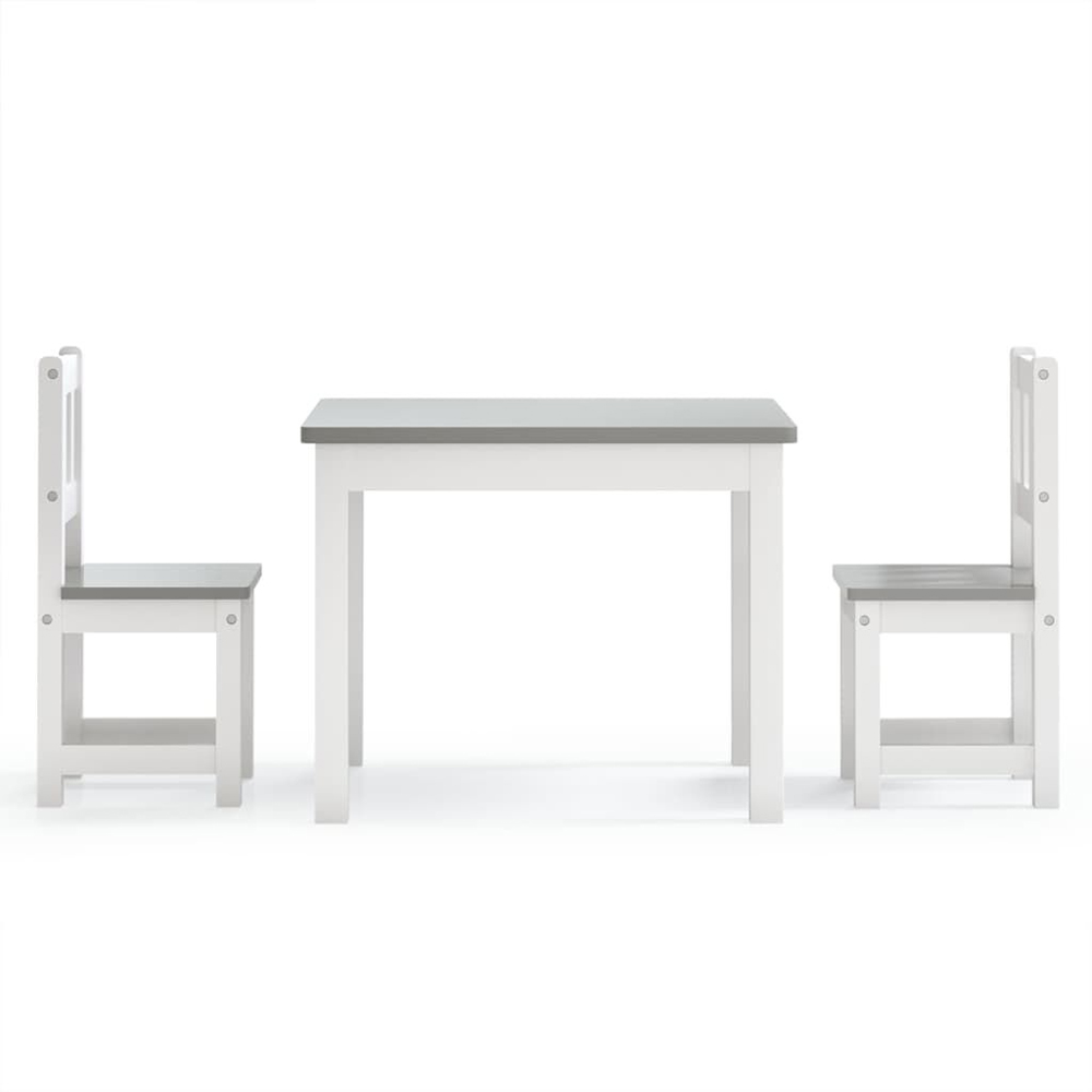 Bagdad Wooden Children Table With 2 Chairs In White And Grey