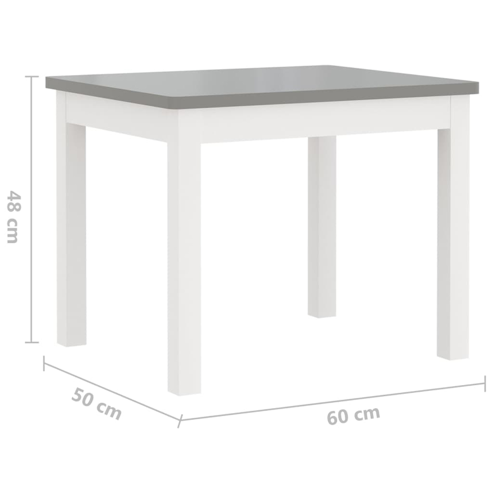 Bagdad Wooden Children Table With 2 Chairs In White And Grey
