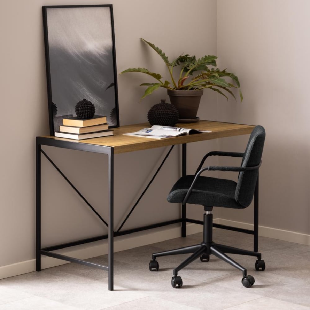 Product photograph of Bagdad Wooden Rectangular Laptop Desk In Rustic Oak from Furniture in Fashion