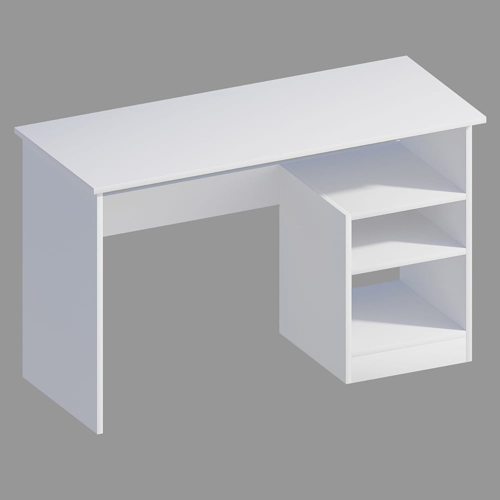 Bahara Wooden Laptop Desk With 3 Shelves In White