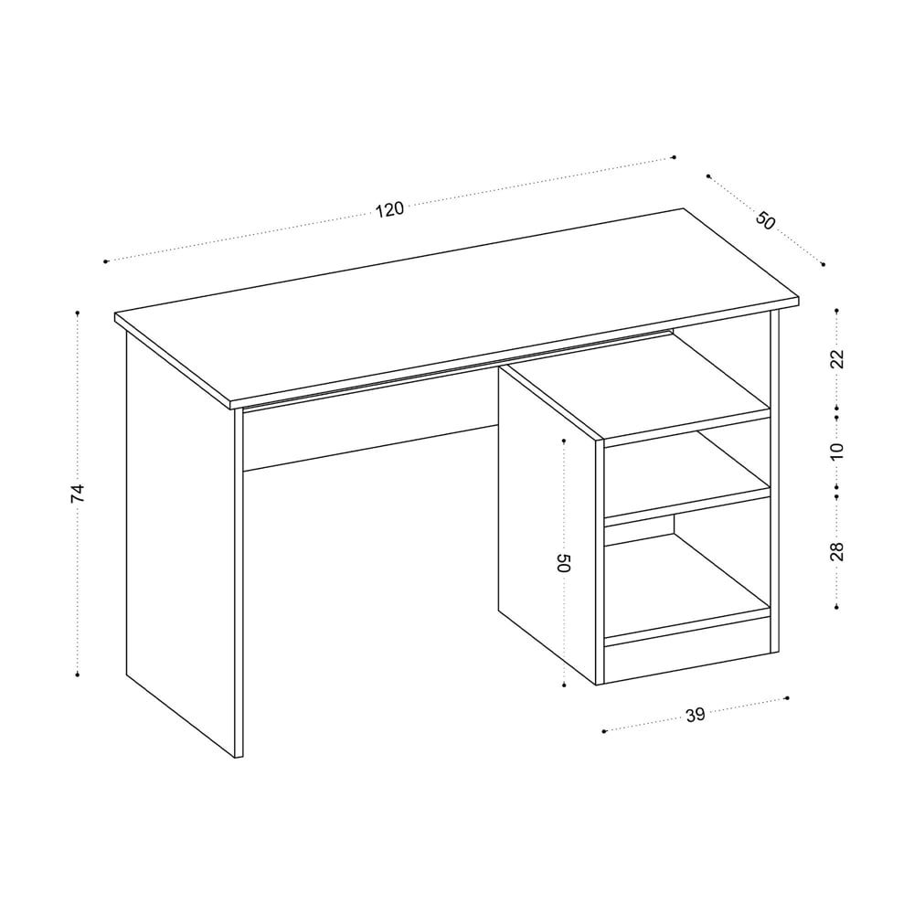 Bahara Wooden Laptop Desk With 3 Shelves In White