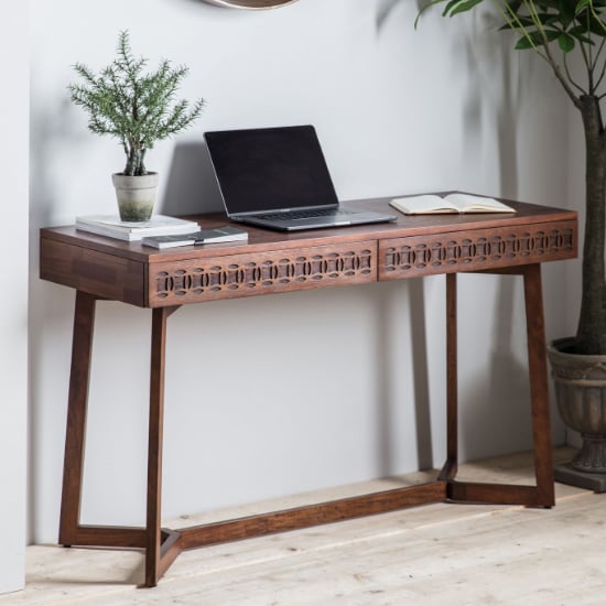 Product photograph of Bahia Rectangular Wooden Laptop Desk In Brown from Furniture in Fashion