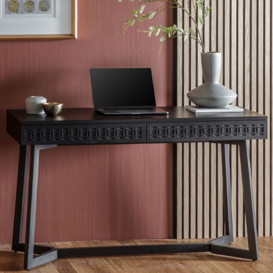 Bahia Rectangular Wooden Laptop Desk In Matt Black Charcoal