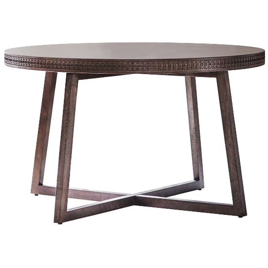 Bahia Wooden Round Dining Table In Brown