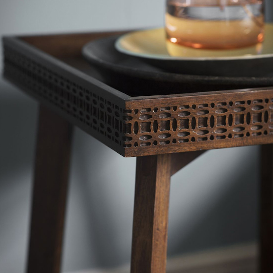 Bahia Wooden Square Bedside Table In Brown
