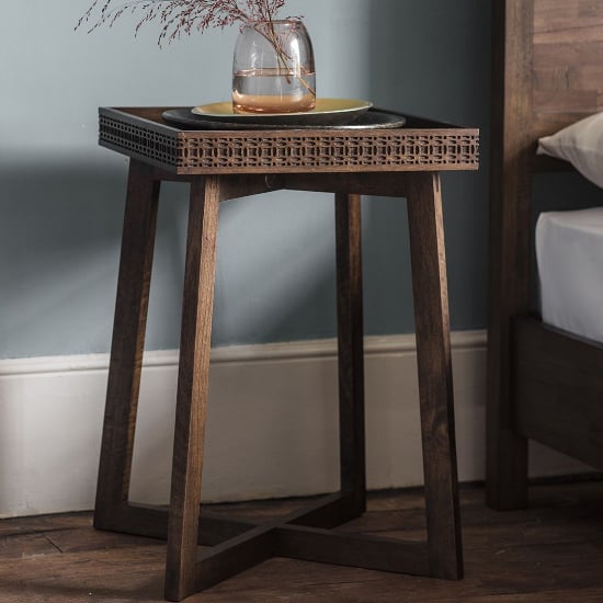 Product photograph of Bahia Square Wooden Bedside Table In Brown from Furniture in Fashion