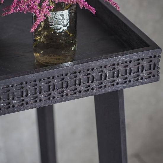 Bahia Square Wooden Side Table In Matt Black Charcoal
