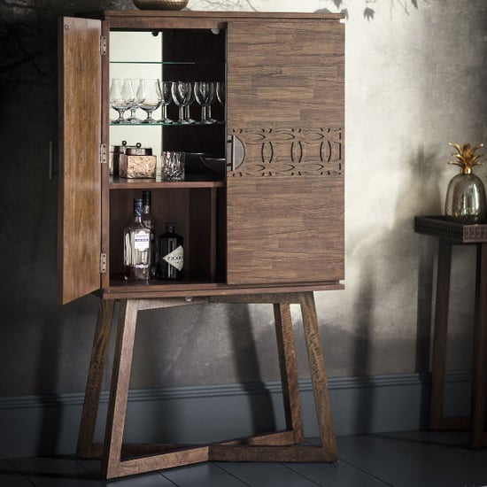 Bahia Wooden Bar Cabinet With 2 Doors In Brown_2