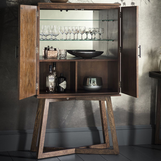 Bahia Wooden Bar Cabinet With 2 Doors In Brown_3