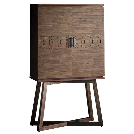 Bahia Wooden Bar Cabinet With 2 Doors In Brown_4