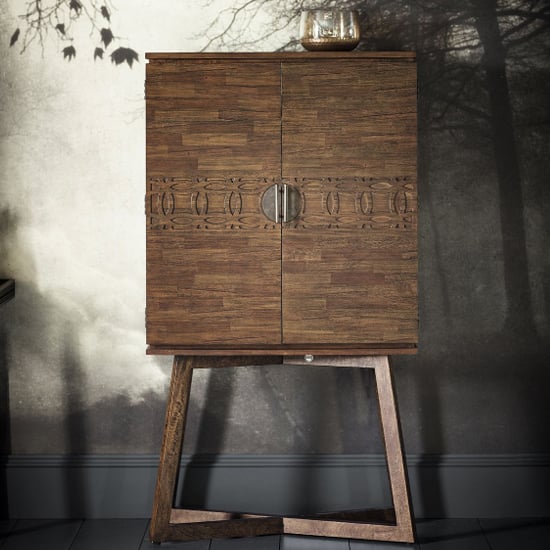 Product photograph of Bahia Wooden Bar Cabinet With 2 Doors In Brown from Furniture in Fashion