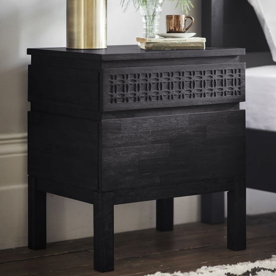 Read more about Bahia wooden bedside cabinet in matt black charcoal