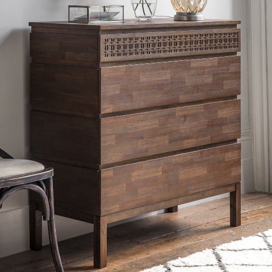 Bahia Wooden Chest Of 4 Drawers In Brown